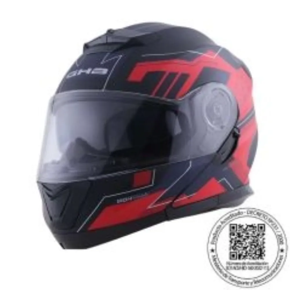 CASCO ABATIBLE GHB 160 STRAITS NEGRO ROJO MATE de GHB