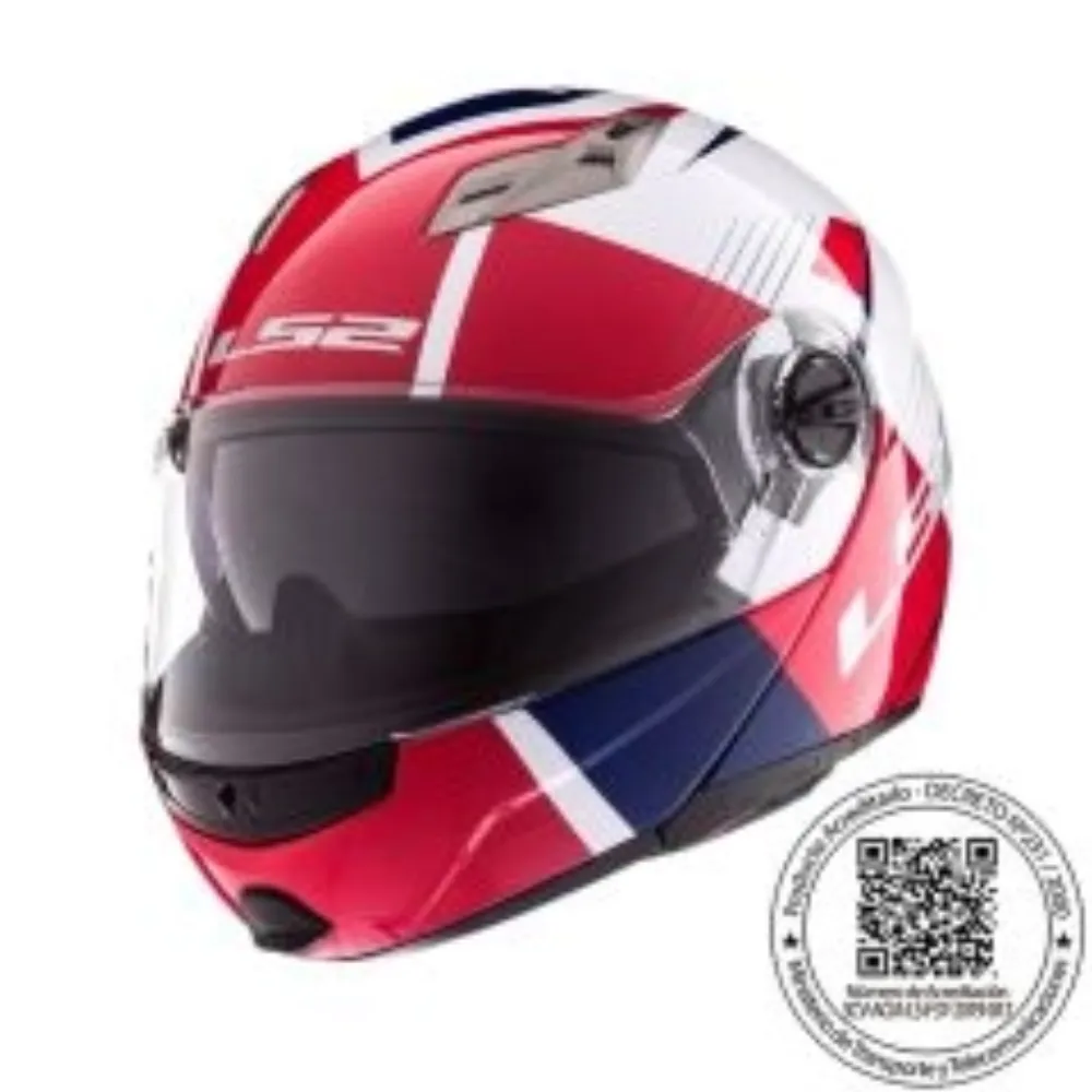 CASCO ABATIBLE LS2 FF370 EASY MILAN ROJO AZUL BLANCO de LS2 Helmets