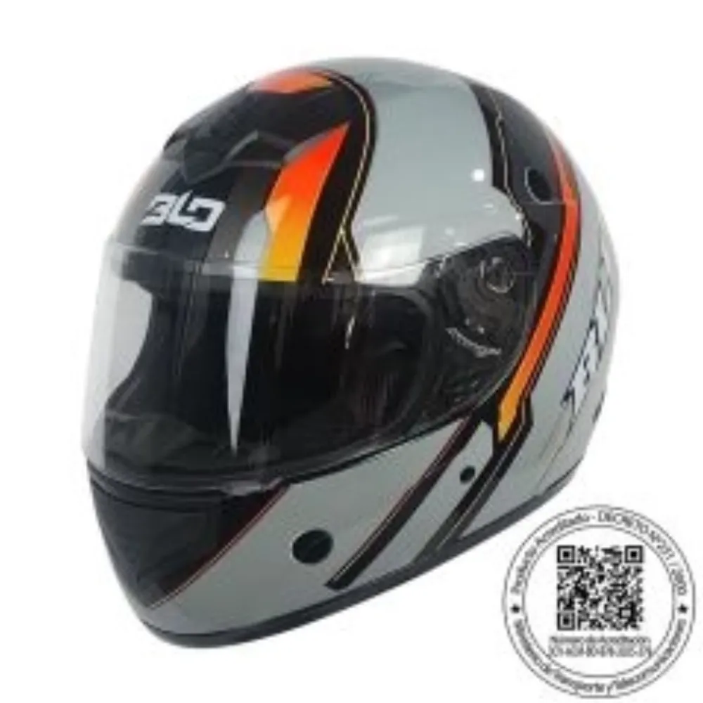 CASCO BLD 878 DOT CYBORG GRIS NARANJA de BLD