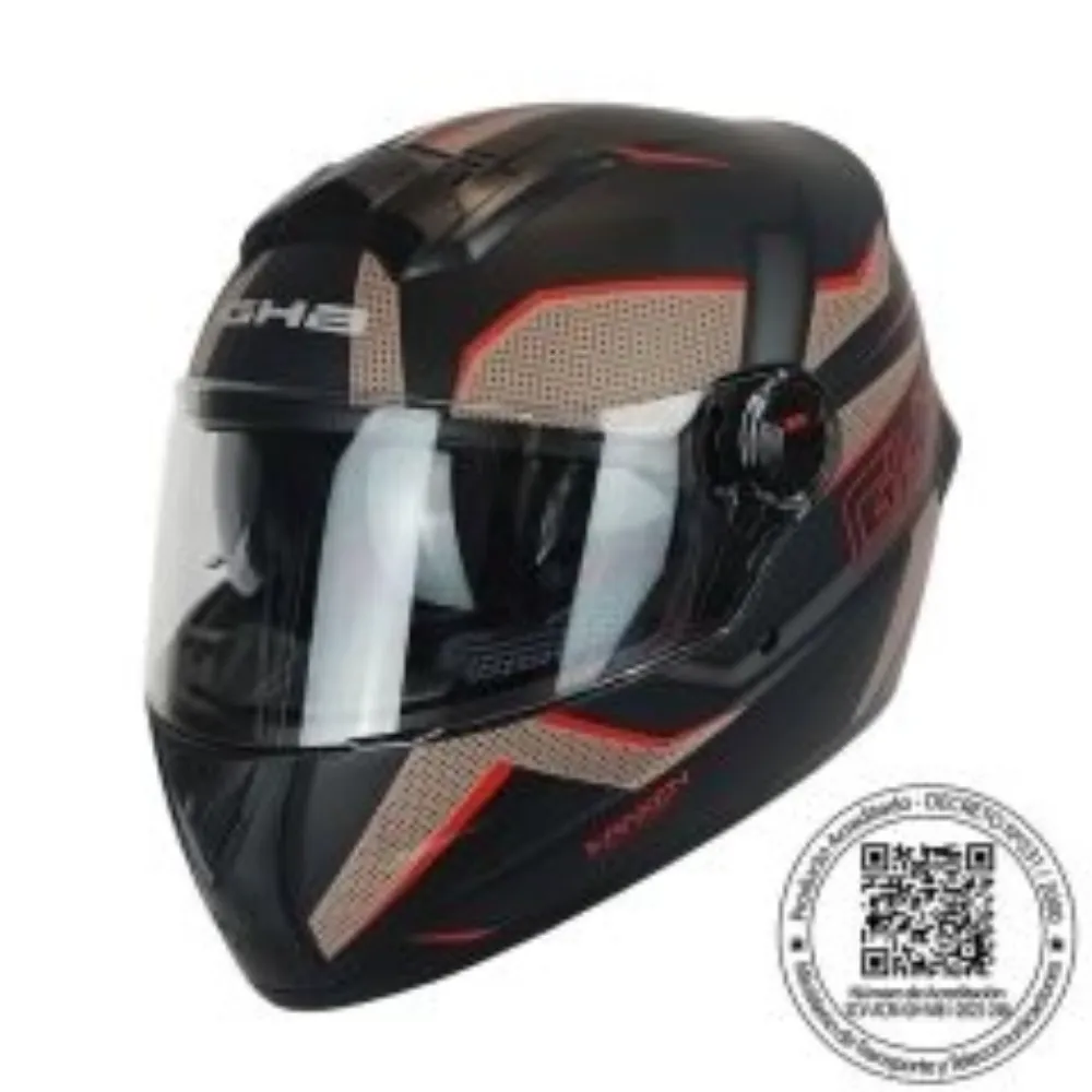CASCO GHB M-61 KRAXEN NEGRO ROJO MATE de GHB