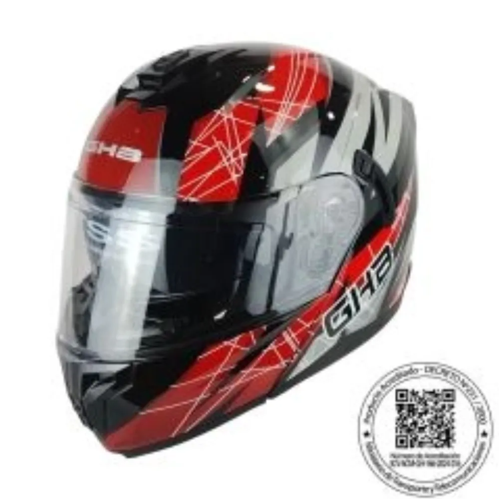 CASCO ABATIBLE GHB 166 SCORING NEGRO ROJO de GHB