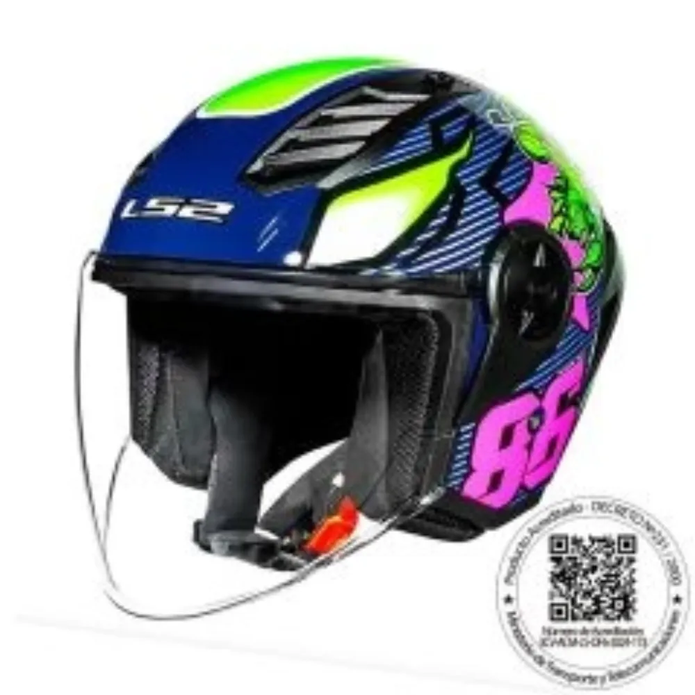 CASCO ABIERTO LS2 OF616 AIRFLOW II STING AZUL ROSA de LS2 Helmets