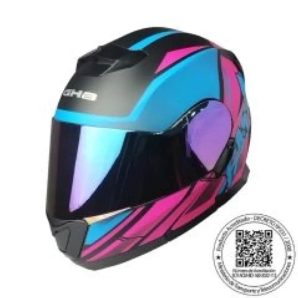 CASCO GHB 160 FAST NEGRO AZUL ROSA MATE MICA TORNASOL de GHB
