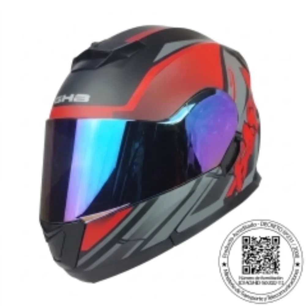 CASCO GHB 160 FAST NEGRO ROJO MATE MICA TORNASOL de GHB