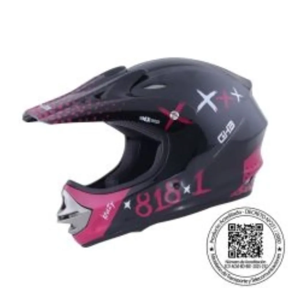CASCO GHB 818 DOT KRAZY NEGRO ROSA de GHB