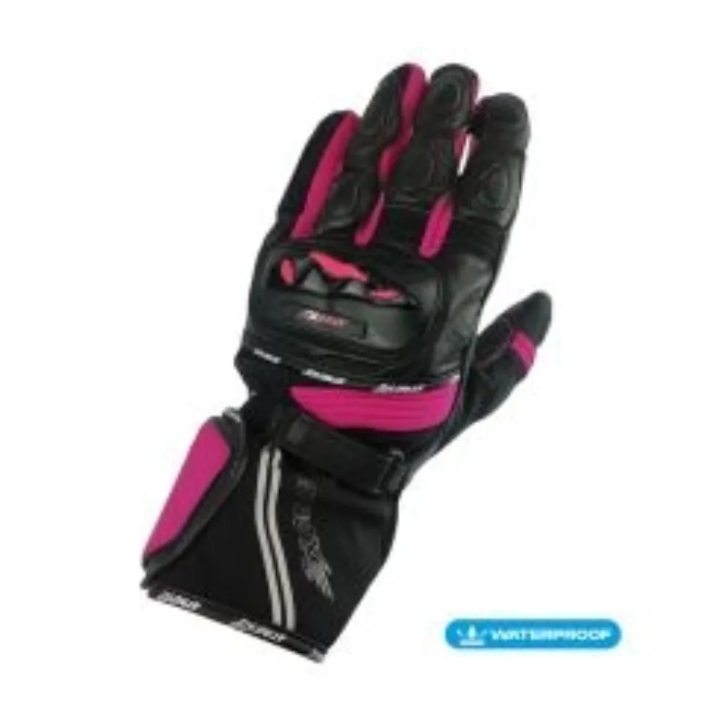 GUANTE ATROX MIG CUERO Y TEXTIL NEGRO ROSA de Atrox