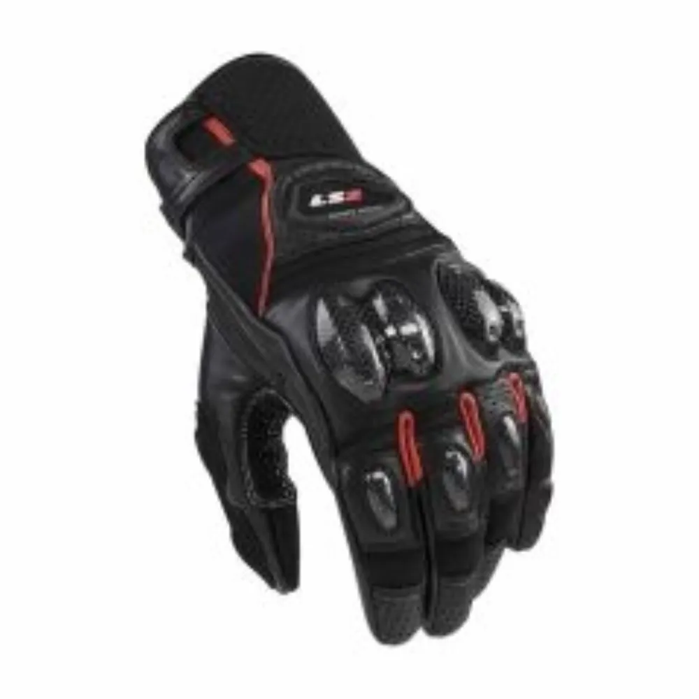 GUANTE LS2 SPARK II CUERO NEGRO ROJO HOMBRE de LS2 Gloves